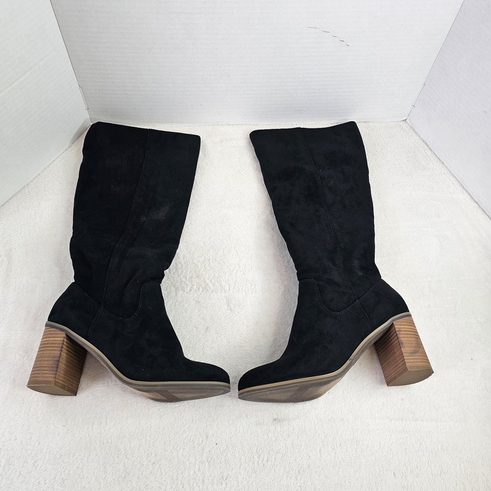 Womens Knee High Boots Block Heel Pointy Toe Suede Casual Shoes Western boots